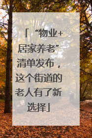 “物业+居家养老”清单发布，这个街道的老人有了新选择