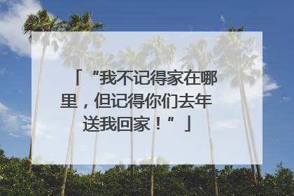 “我不记得家在哪里，但记得你们去年送我回家！”