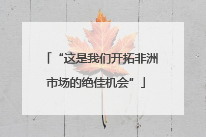 “这是我们开拓非洲市场的绝佳机会”