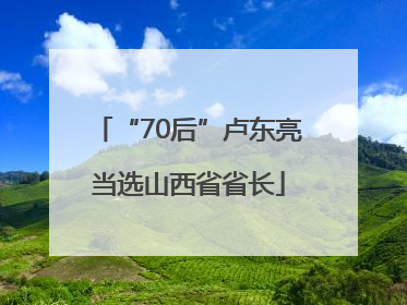“70后”卢东亮当选山西省省长