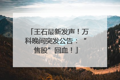 王石最新发声！万科晚间突发公告：“售股”回血！