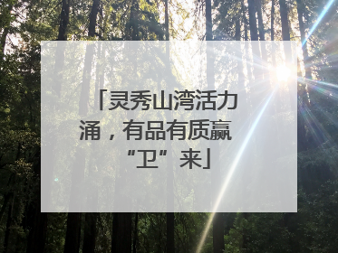 灵秀山湾活力涌，有品有质赢“卫”来