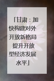 甘肃：加快构建对外开放新格局 提升开放型经济发展水平