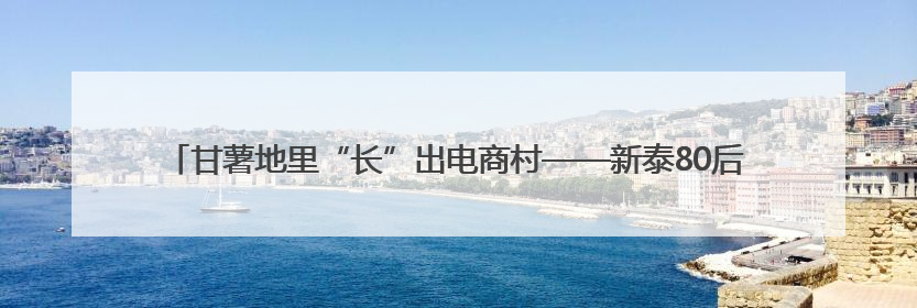 甘薯地里“长”出电商村——新泰80后新农人张甜甜用手机新农具撬动乡村振兴