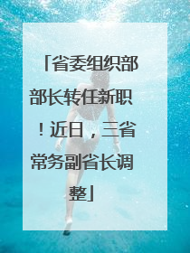 省委组织部部长转任新职！近日，三省常务副省长调整