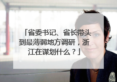 省委书记、省长带头到最薄弱地方调研，浙江在谋划什么？