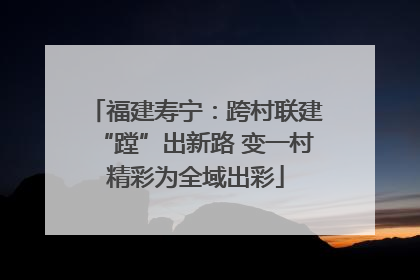 福建寿宁：跨村联建“蹚”出新路 变一村精彩为全域出彩