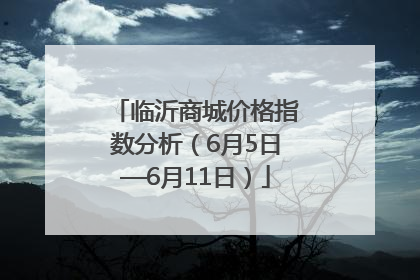 临沂商城价格指数分析（6月5日—6月11日）