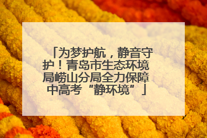 为梦护航，静音守护！青岛市生态环境局崂山分局全力保障中高考“静环境”