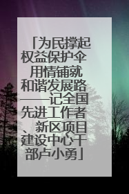 为民撑起权益保护伞 用情铺就和谐发展路——记全国先进工作者、新区项目建设中心干部卢小勇