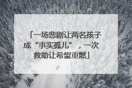 一场悲剧让两名孩子成“事实孤儿”，一次救助让希望重燃