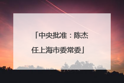 中央批准：陈杰任上海市委常委