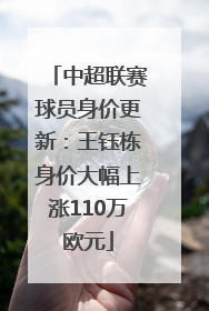 中超联赛球员身价更新：王钰栋身价大幅上涨110万欧元