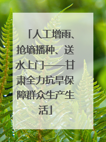 人工增雨、抢墒播种、送水上门——甘肃全力抗旱保障群众生产生活