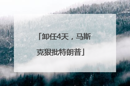 卸任4天，马斯克狠批特朗普
