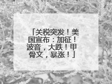 关税突发！美国宣布：加征！波音，大跌！甲骨文，暴涨！