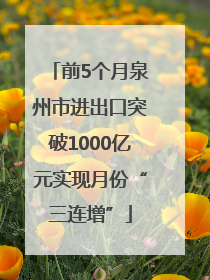 前5个月泉州市进出口突破1000亿元实现月份“三连增”
