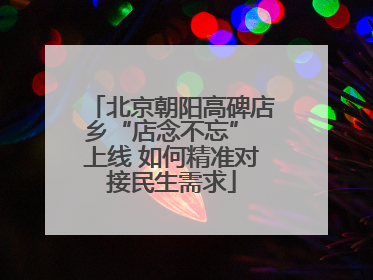 北京朝阳高碑店乡“店念不忘” 上线 如何精准对接民生需求
