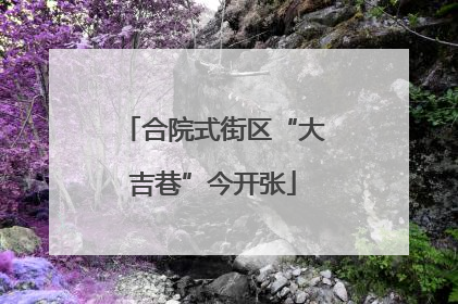 合院式街区“大吉巷”今开张
