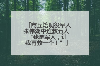 商丘籍现役军人张伟湖中连救五人 “我是军人，让我再救一个！”