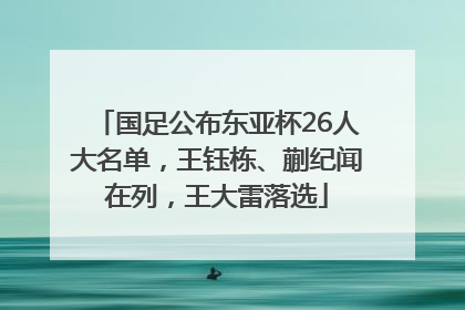 国足公布东亚杯26人大名单，王钰栋、蒯纪闻在列，王大雷落选