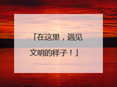 在这里，遇见文明的样子！