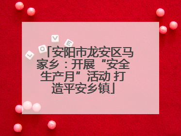 安阳市龙安区马家乡：开展“安全生产月”活动 打造平安乡镇