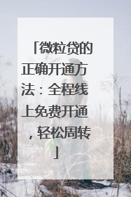 微粒贷的正确开通方法：全程线上免费开通，轻松周转