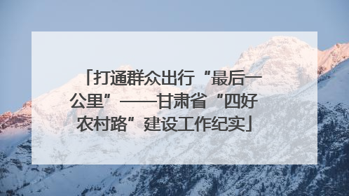 打通群众出行“最后一公里”——甘肃省“四好农村路”建设工作纪实