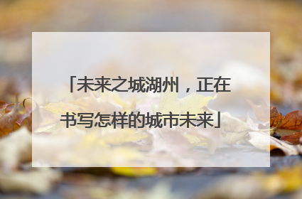 未来之城湖州，正在书写怎样的城市未来