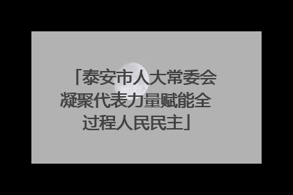 泰安市人大常委会凝聚代表力量赋能全过程人民民主