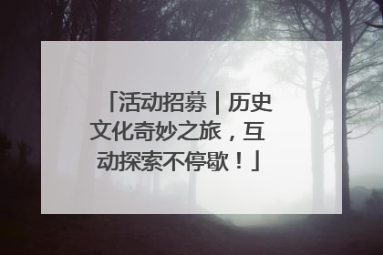 活动招募｜历史文化奇妙之旅，互动探索不停歇！
