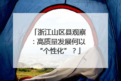 浙江山区县观察：高质量发展何以“个性化”？