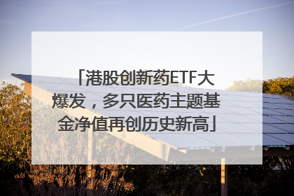 港股创新药ETF大爆发，多只医药主题基金净值再创历史新高