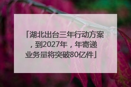 湖北出台三年行动方案，到2027年，年寄递业务量将突破80亿件