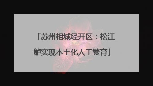 苏州相城经开区：松江鲈实现本土化人工繁育