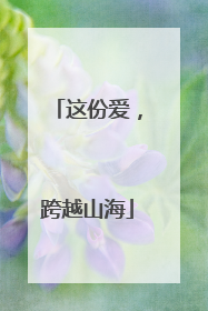 这份爱，跨越山海