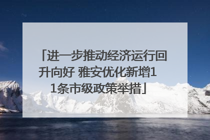 进一步推动经济运行回升向好 雅安优化新增11条市级政策举措