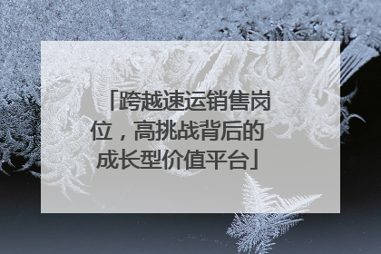 跨越速运销售岗位，高挑战背后的成长型价值平台
