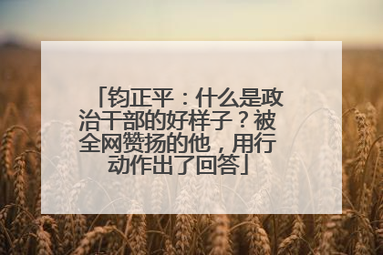 钧正平：什么是政治干部的好样子？被全网赞扬的他，用行动作出了回答