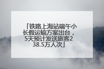 铁路上海站端午小长假运输方案出台，5天预计发送旅客238.5万人次