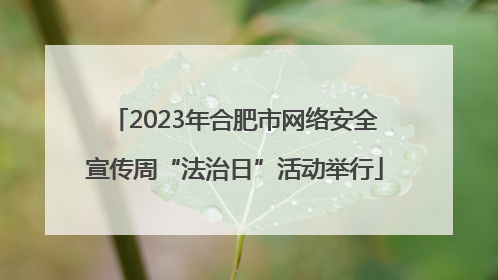 2023年合肥市网络安全宣传周“法治日”活动举行