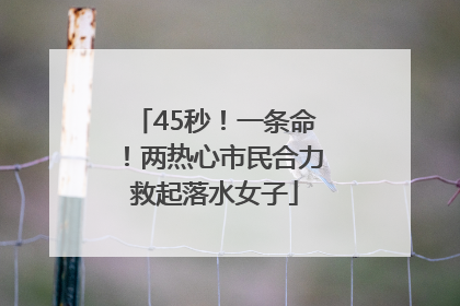 45秒！一条命！两热心市民合力救起落水女子