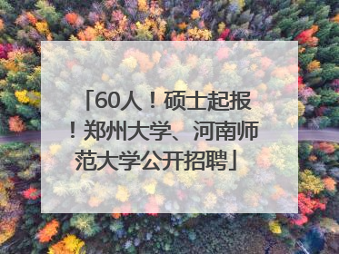 60人！硕士起报！郑州大学、河南师范大学公开招聘