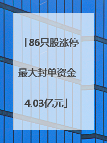 86只股涨停 最大封单资金4.03亿元