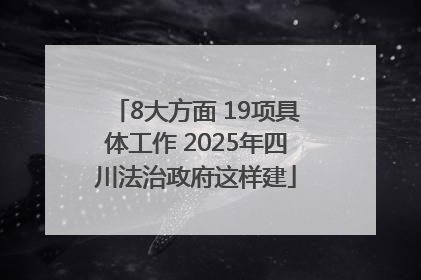 8大方面 19项具体工作 2025年四川法治政府这样建